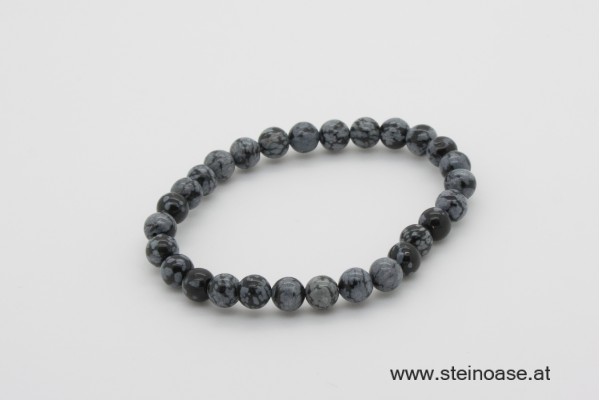 Armband Schneeflocken-Obsidian 6mm